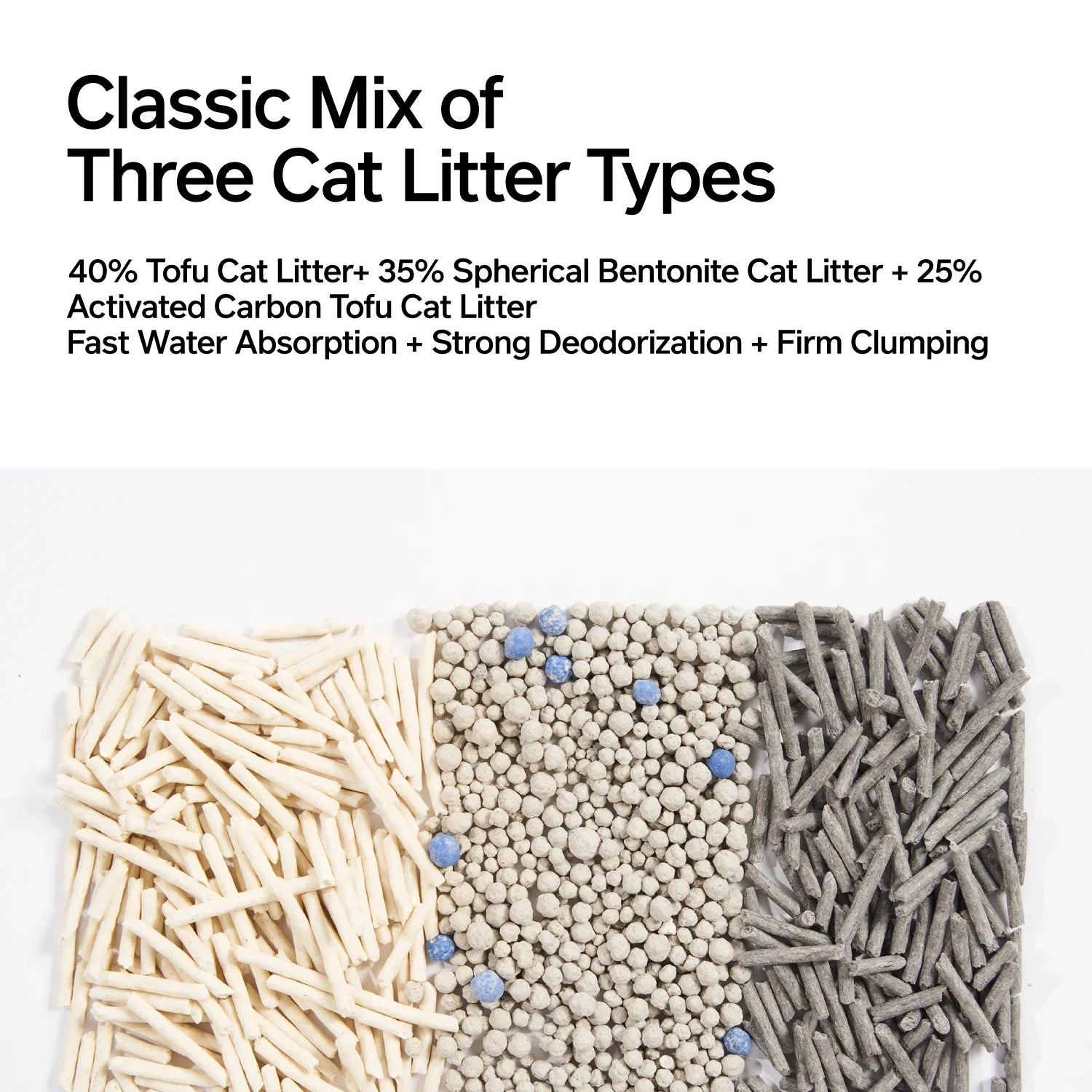 3-in-1 Blend Cat Litter (Tofu, Spherical Bentonite Clay, Activated Carbon Infused Tofu)-Fussy Cat