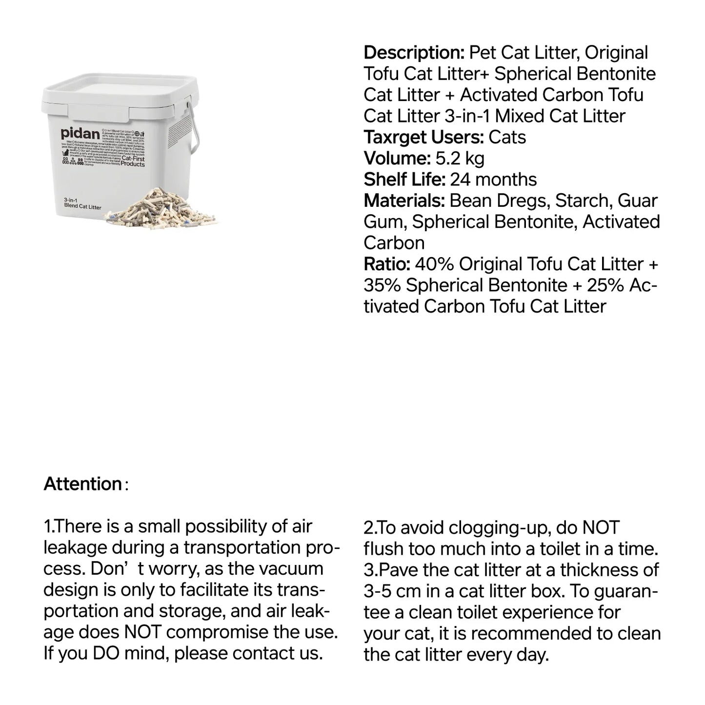 3-in-1 Blend Cat Litter (Tofu, Spherical Bentonite Clay, Activated Carbon Infused Tofu)-Fussy Cat