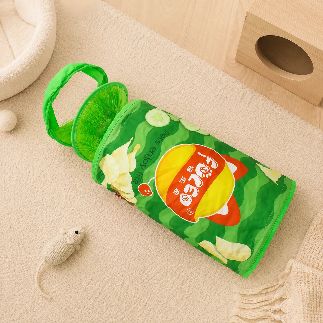 Interactive Foldable Cat Tunnel Toy – Crinkle Indoor Hide & Seek Portable Cat Play Tunnel-Fussy Cat