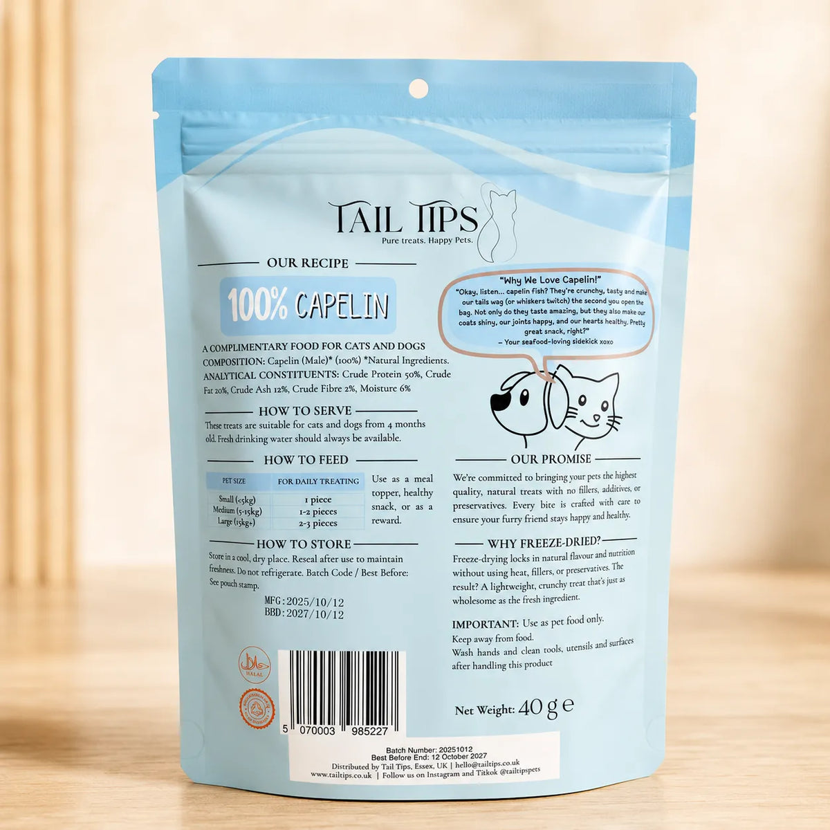 Splash N' Snack - 100% Freeze-Dried Capelin Treats | Pure & Natural | 40g pack-Fussy Cat