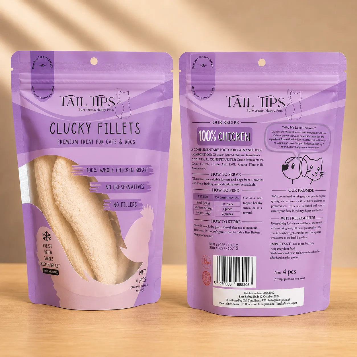 Clucky Filets - 100% Freeze-Dried Chicken Breast Treats | Pure & Natural | 4pcs pack-Fussy Cat