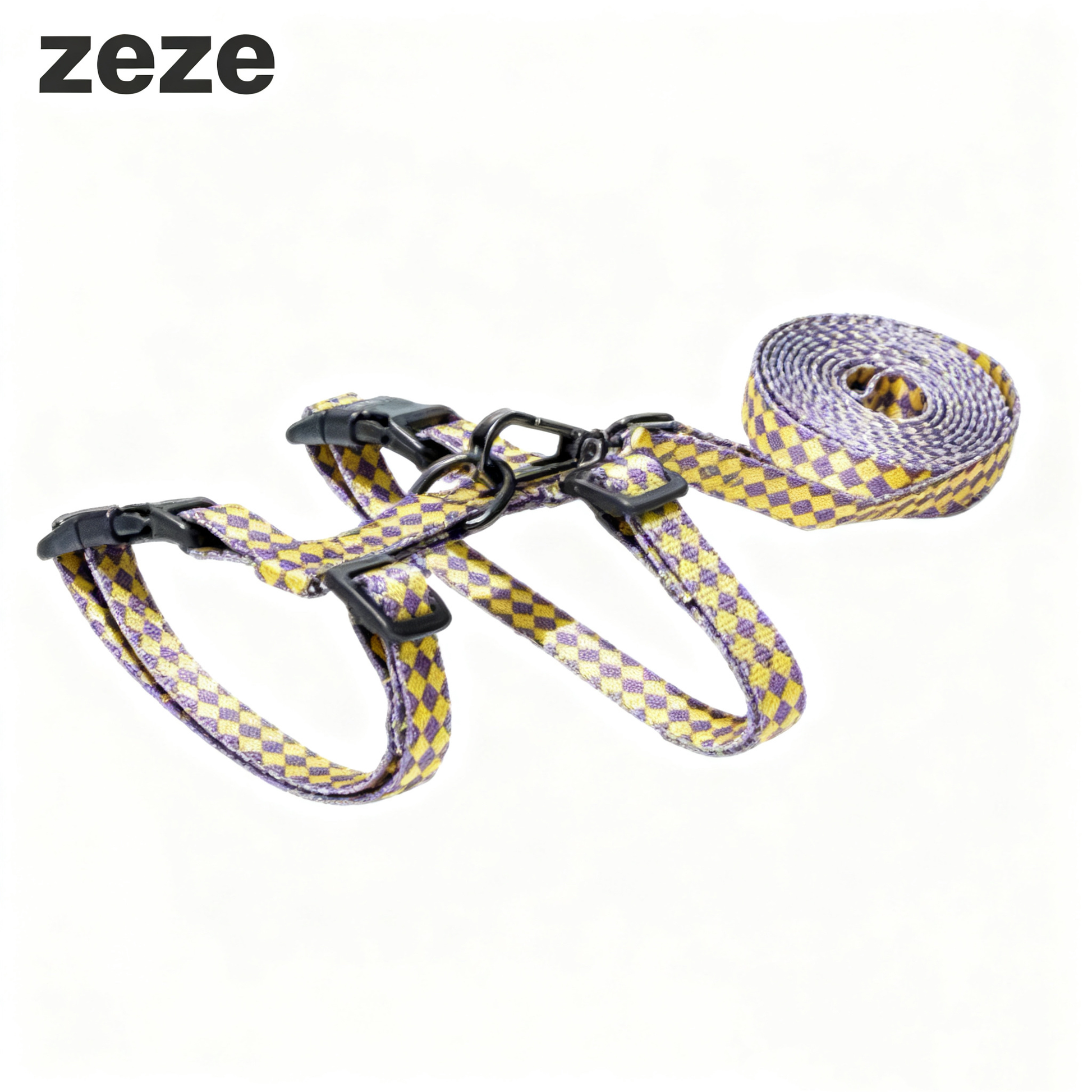zeze Plaid Cat Harness & Leash Set-Fussy Cat