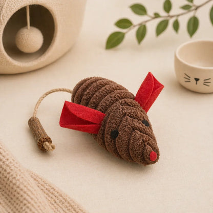 Catnip Plush Mouse Toy with Silvervine Stick for Cats | Interactive Kick & Chew Toy-Fussy Cat