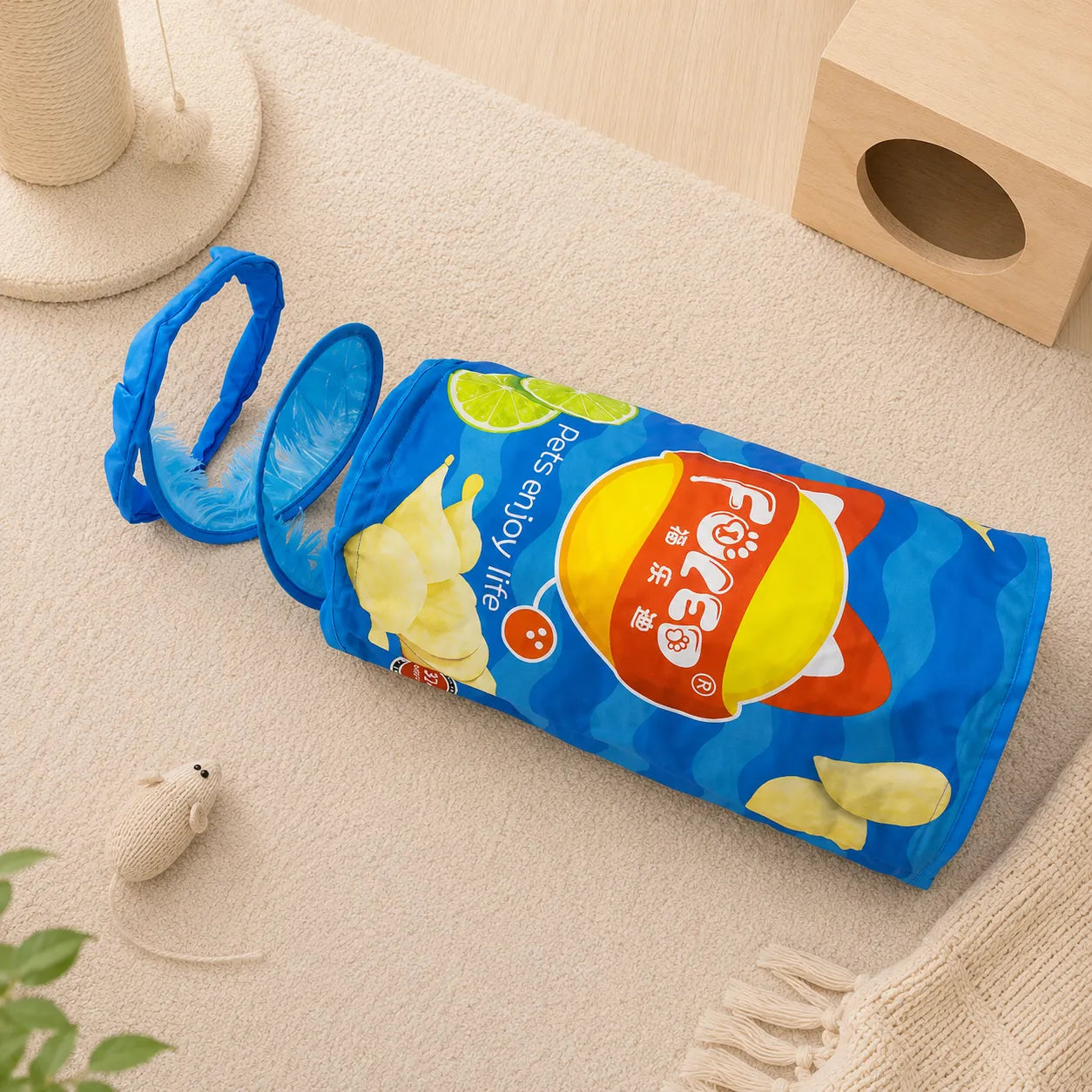 Interactive Foldable Cat Tunnel Toy – Crinkle Indoor Hide & Seek Portable Cat Play Tunnel-Fussy Cat