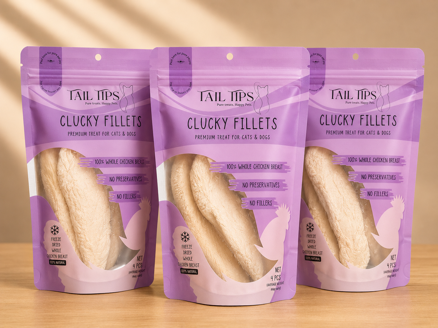 Clucky Filets - 100% Freeze-Dried Chicken Breast Treats | Pure & Natural | 4pcs pack
