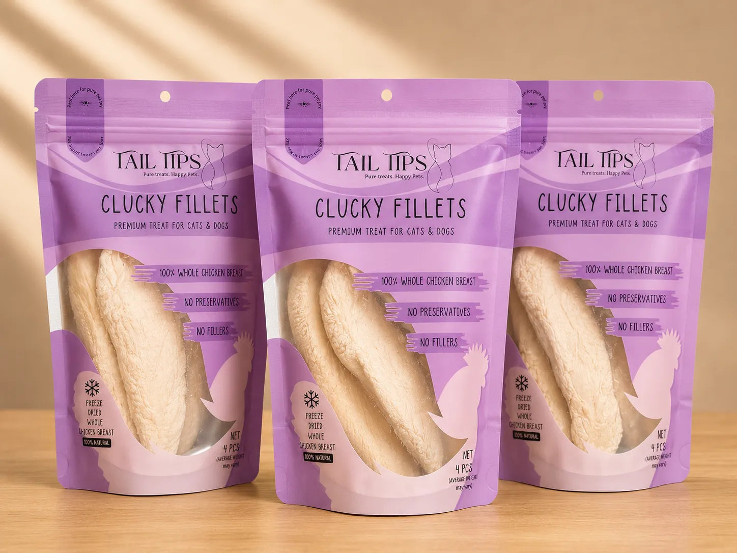 Clucky Filets - 100% Freeze-Dried Chicken Breast Treats | Pure & Natural | 4pcs pack-Fussy Cat