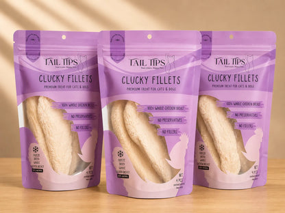 Clucky Filets - 100% Freeze-Dried Chicken Breast Treats | Pure & Natural | 4pcs pack-Fussy Cat