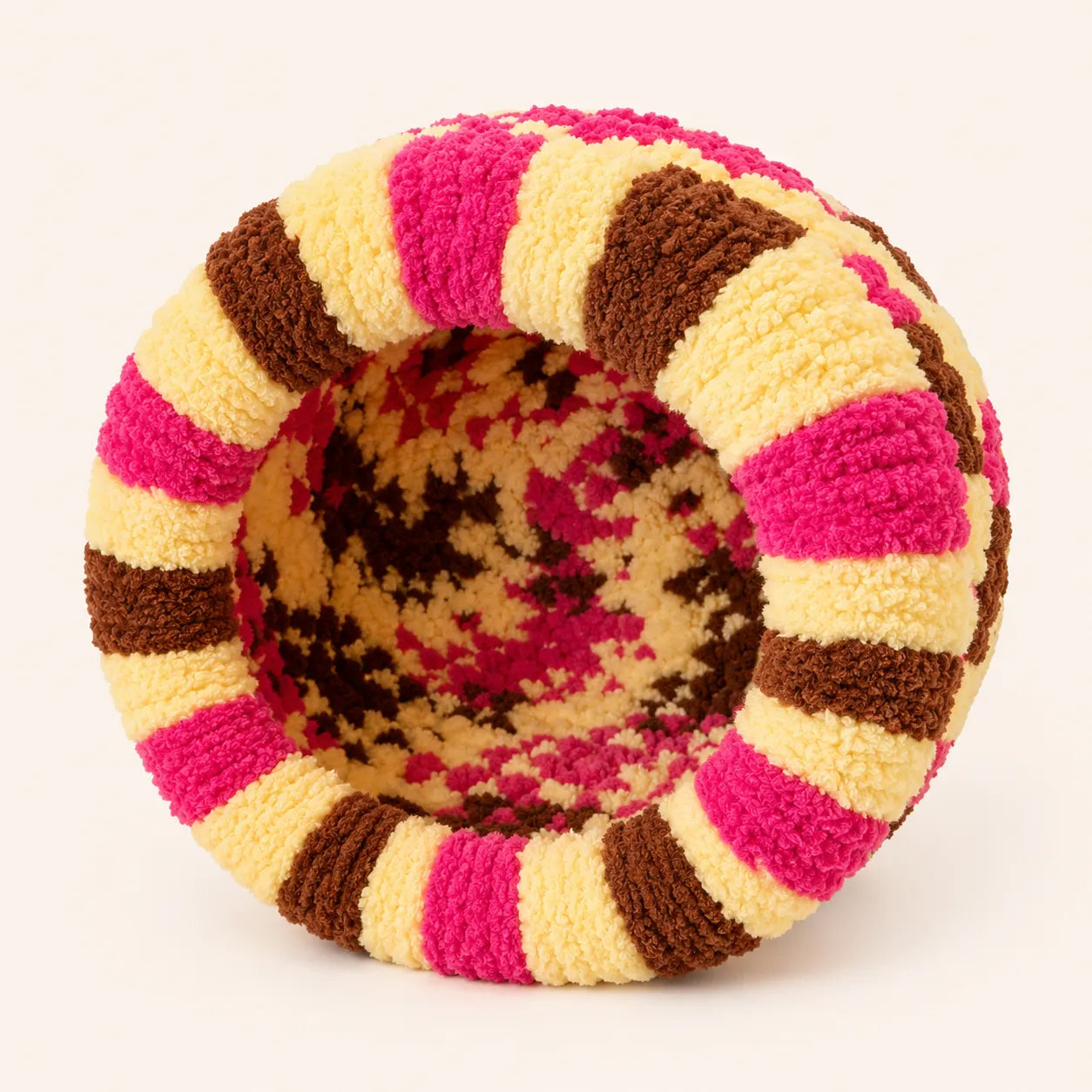 Luxury Handmade Chunky Knit Cat Cave Bed with Pom-Pom Toy-Fussy Cat