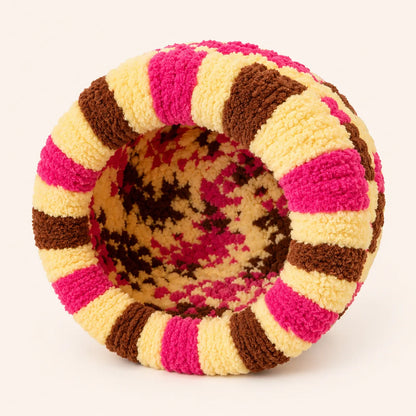 Luxury Handmade Chunky Knit Cat Cave Bed with Pom-Pom Toy-Fussy Cat