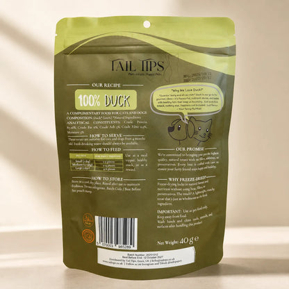 Ducky Delights - 100% Freeze-Dried Duck Treats | Novel Protein | 40g pack-Fussy Cat