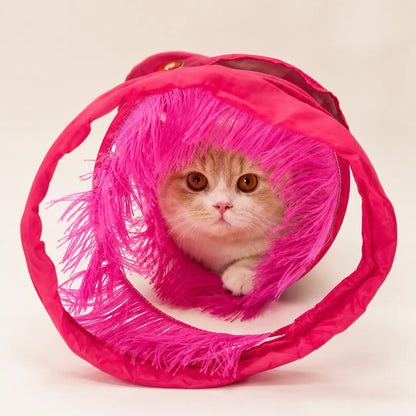 Interactive Foldable Cat Tunnel Toy – Crinkle Indoor Hide & Seek Portable Cat Play Tunnel-Fussy Cat