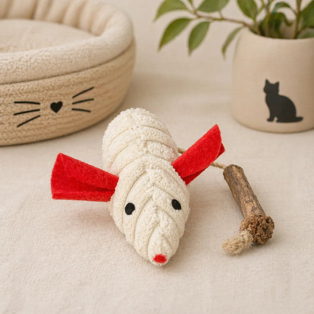 Catnip Plush Mouse Toy with Silvervine Stick for Cats | Interactive Kick & Chew Toy-Fussy Cat