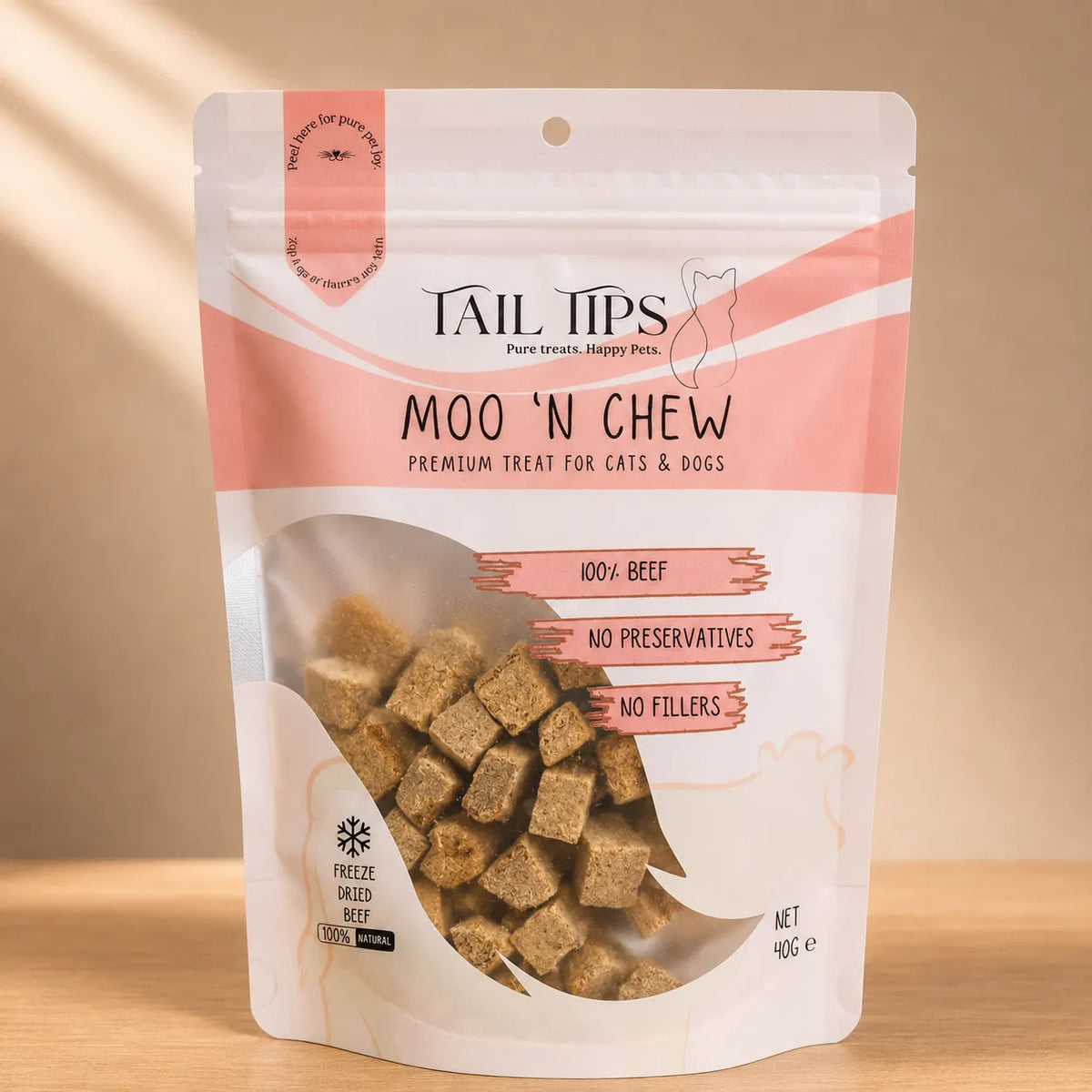 Moo N' Chew - 100% Freeze-Dried Beef Treats | Pure & Natural | 40g pack-Fussy Cat