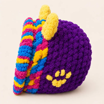 Luxury Handmade Chunky Knit Cat Cave Bed with Pom-Pom Toy-Fussy Cat