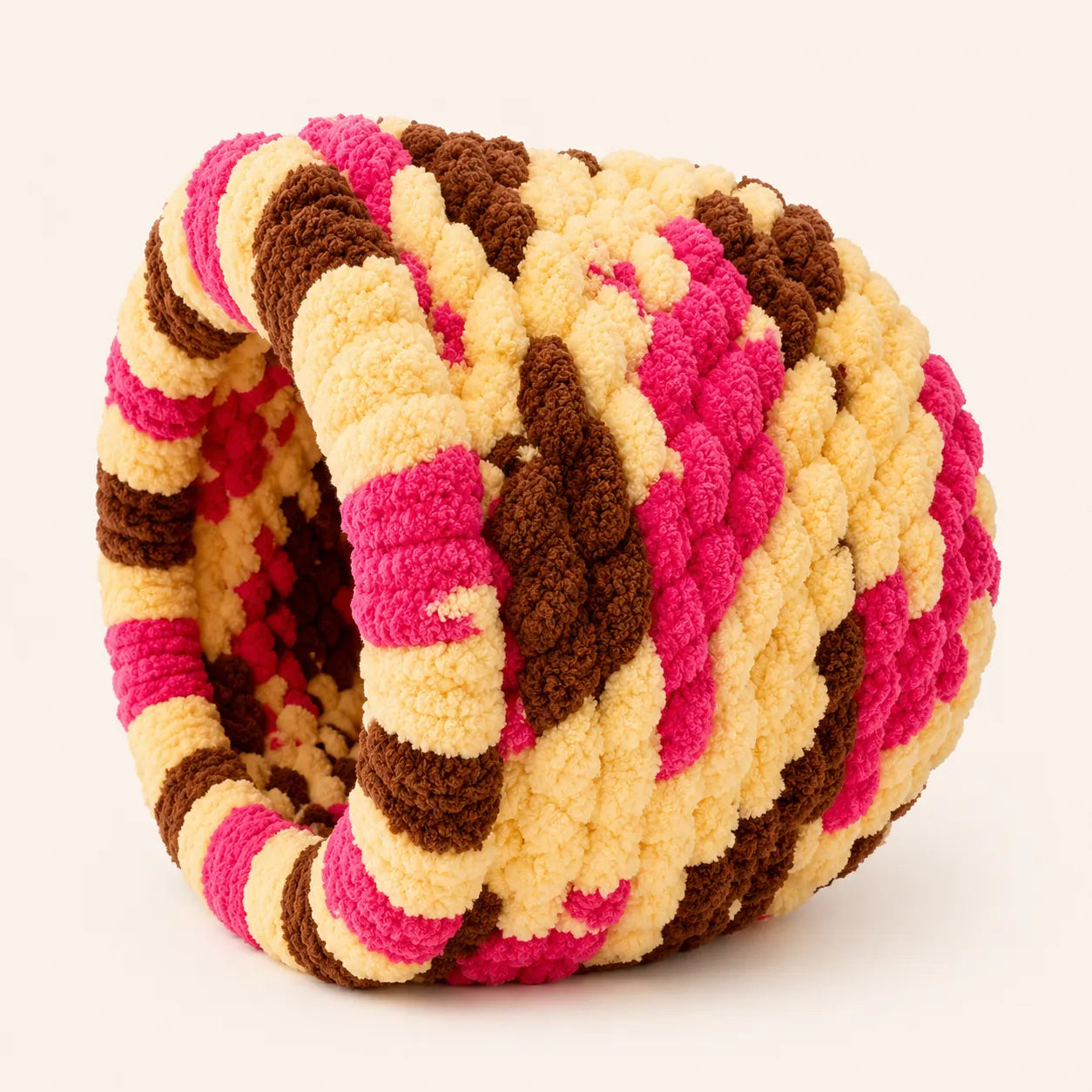 Luxury Handmade Chunky Knit Cat Cave Bed with Pom-Pom Toy-Fussy Cat