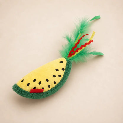 Watermelon Catnip Cat Toy – Plush Crinkle Feather Interactive Bite Resistant Cat Toy-Fussy Cat
