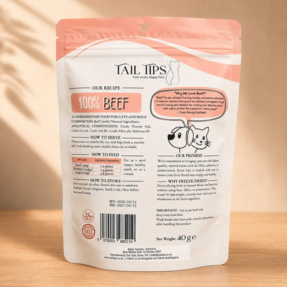 Moo N' Chew - 100% Freeze-Dried Beef Treats | Pure & Natural | 40g pack-Fussy Cat