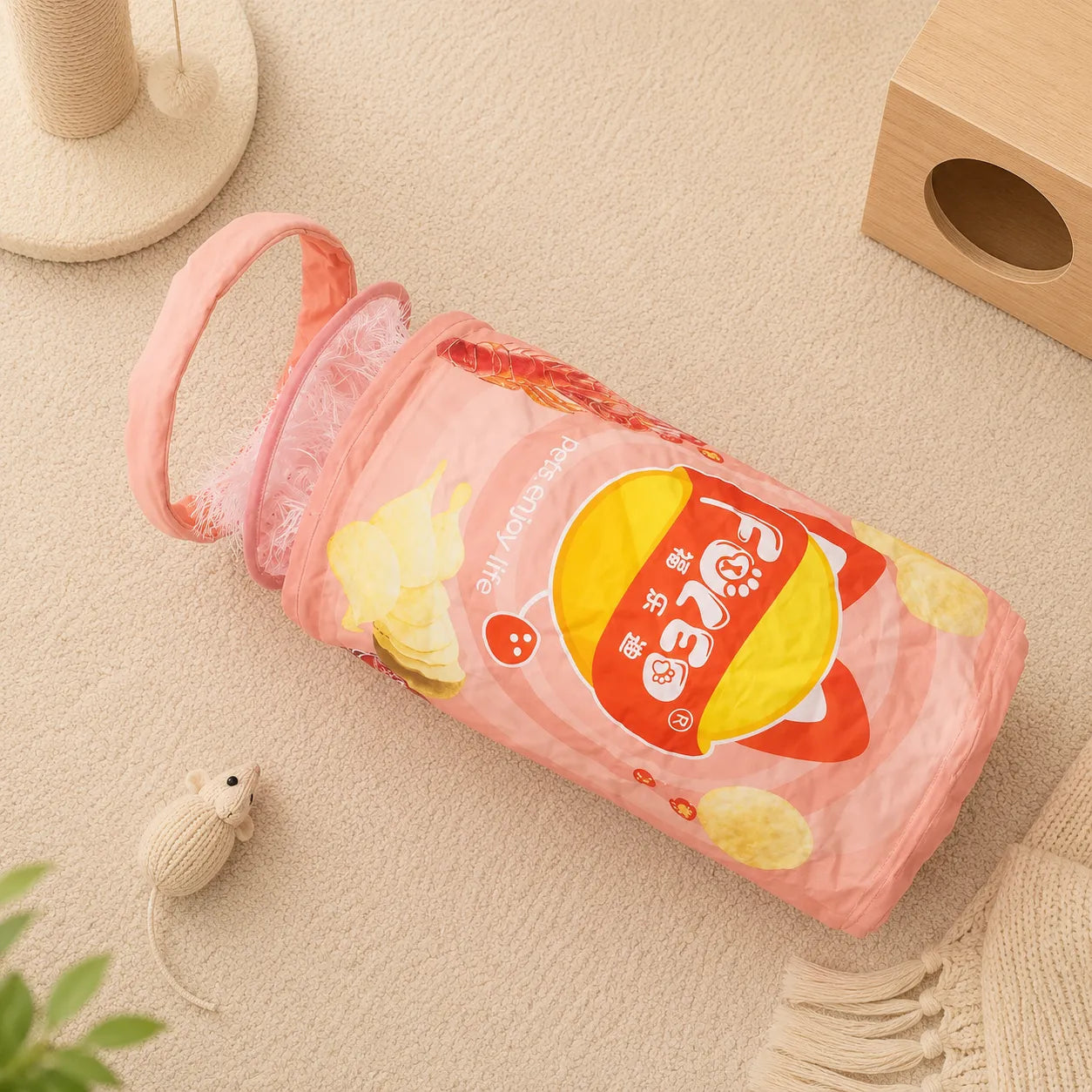 Interactive Foldable Cat Tunnel Toy – Crinkle Indoor Hide & Seek Portable Cat Play Tunnel-Fussy Cat