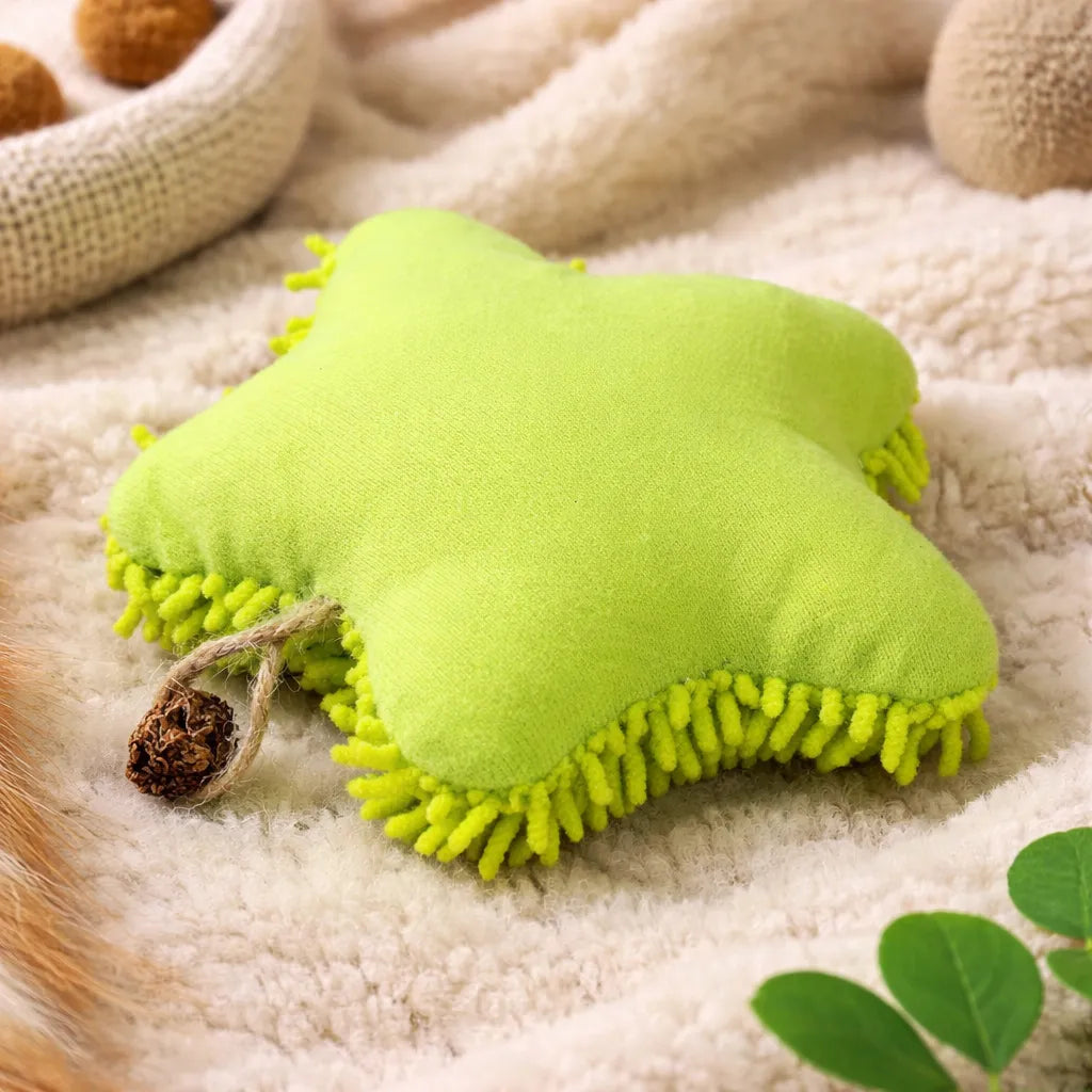 Green Starfish Catnip Cat Toy – Interactive Plush Star Shape | Soft & Durable Cat Toy for Kittens & Cats (14 cm)-Fussy Cat