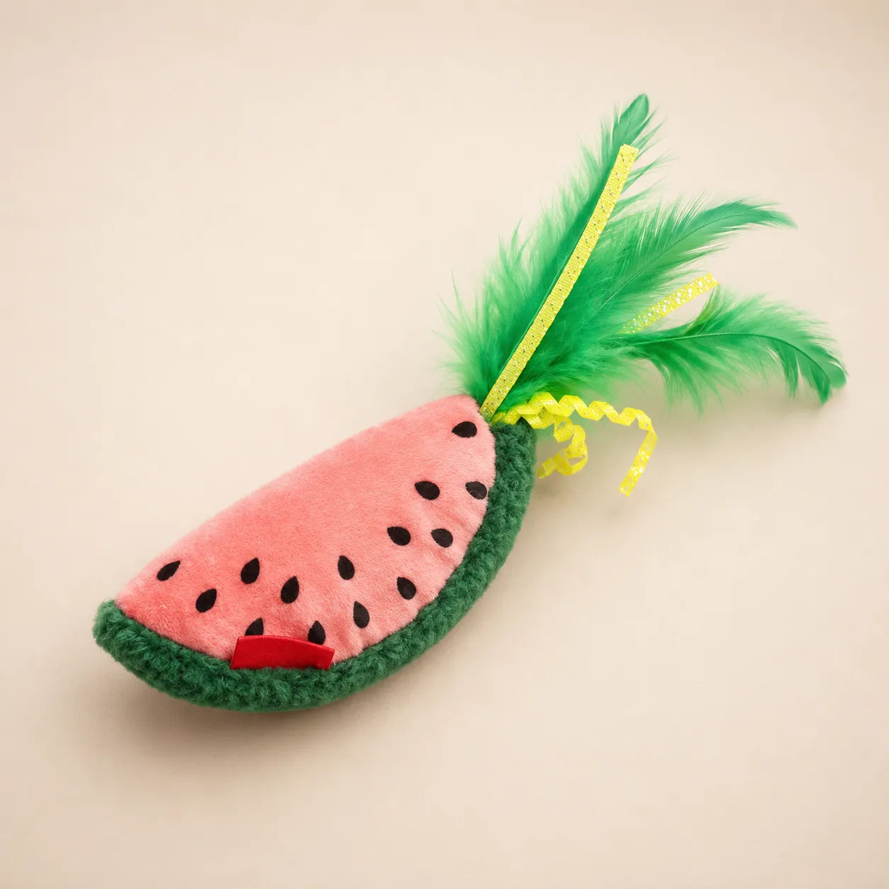 Watermelon Catnip Cat Toy – Plush Crinkle Feather Interactive Bite Resistant Cat Toy-Fussy Cat