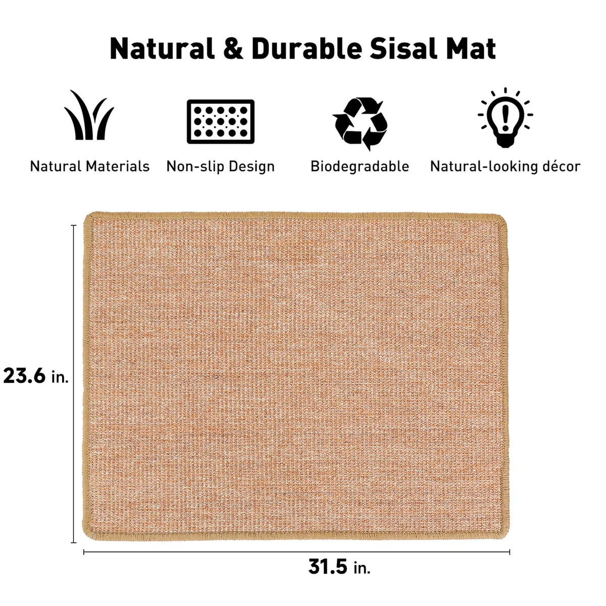 Fukumaru Natural Sisal Cat Scratching Mat, Large 60 x 80 cm-Fussy Cat
