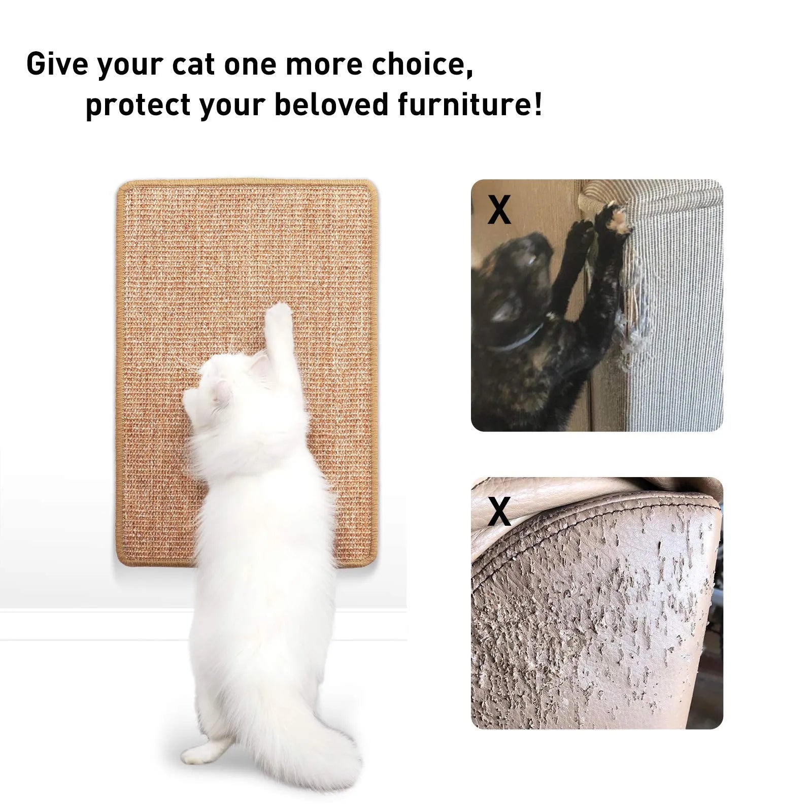 Fukumaru Natural Sisal Cat Scratching Mat, Medium 60 x 40 cm-Fussy Cat