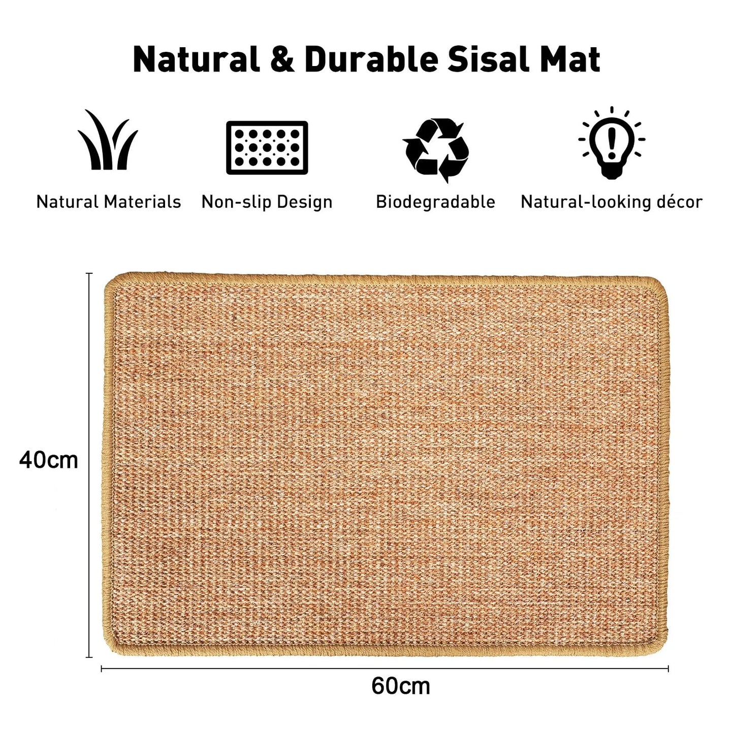 Fukumaru Natural Sisal Cat Scratching Mat, Medium 60 x 40 cm-Fussy Cat