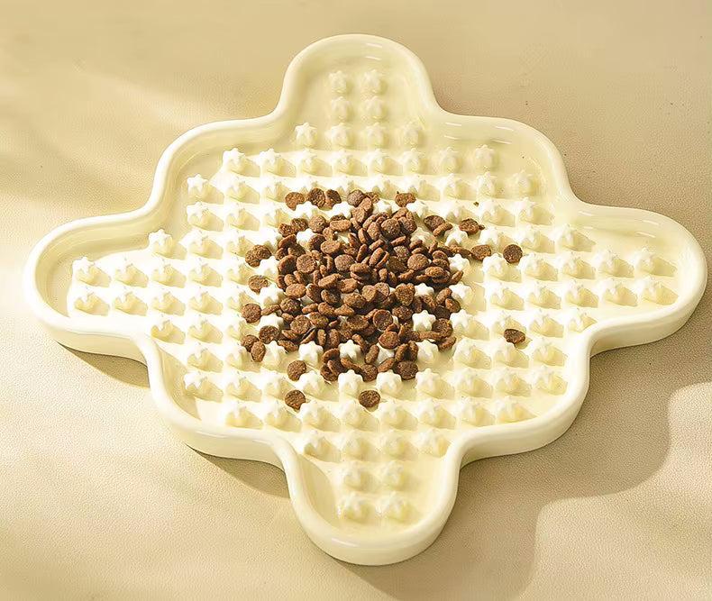 Fussy Cat Ceramic Slow Puzzle Feeder Bowl for Dry or Wet Cat Food