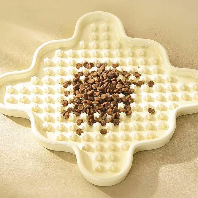 Fussy Cat Ceramic Slow Puzzle Feeder Bowl for Dry or Wet Cat Food