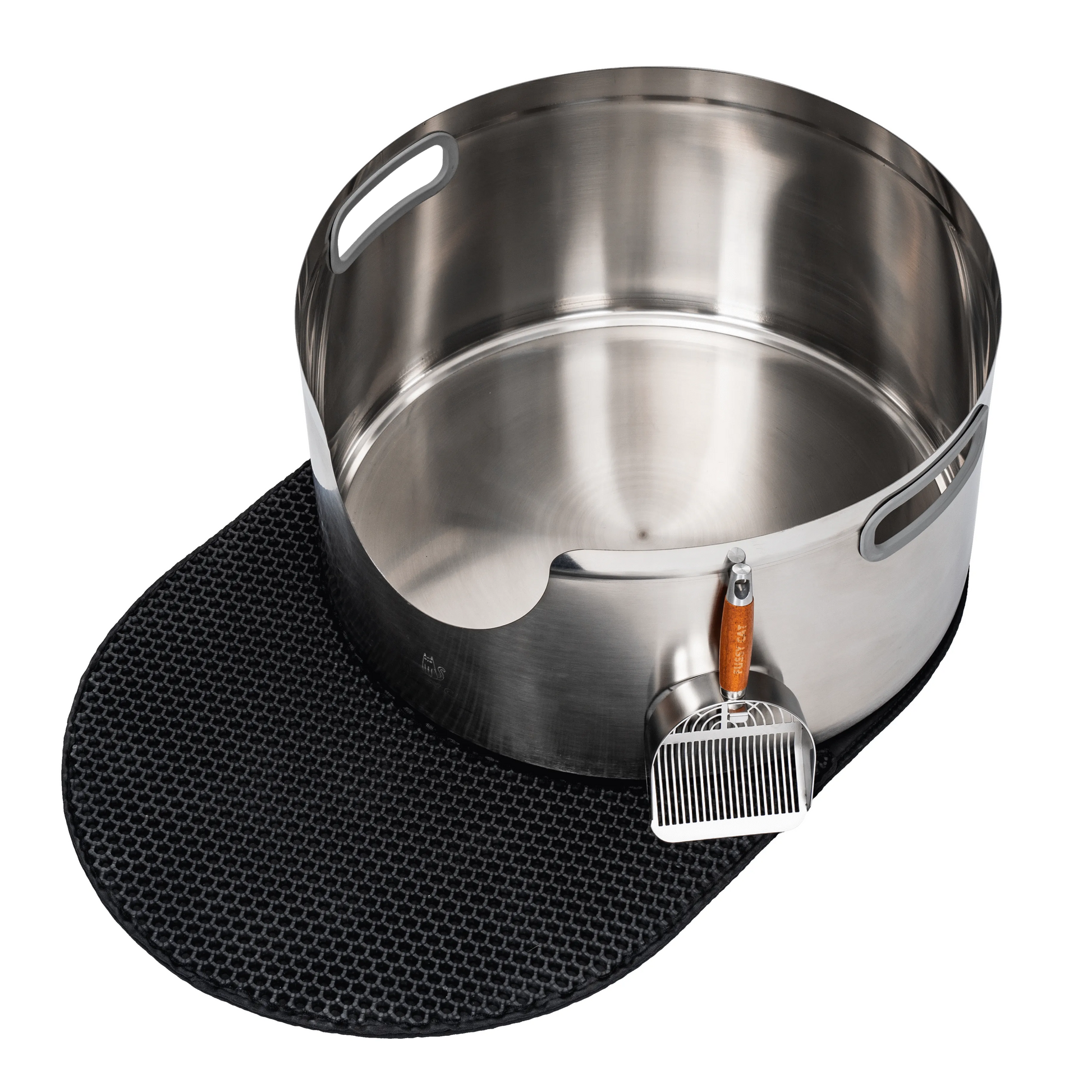 Norwegian Forest Cat Stainless Steel Round Cat Litter Box 