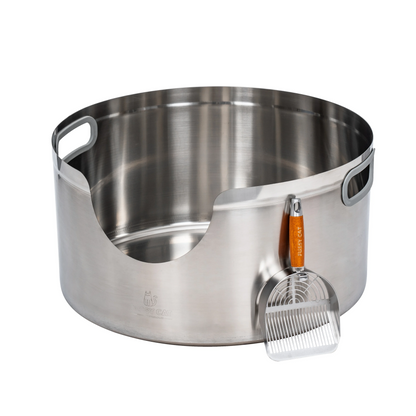Maine Coon Stainless Steel Round Cat Litter Box 