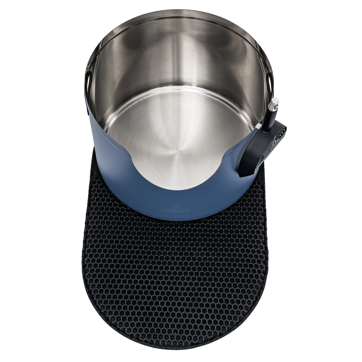 Round Stainless Steel Cat Litter Box in Blue from Fussy Cat