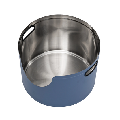 Round Stainless Steel Cat Litter Box in Blue from Fussy Cat