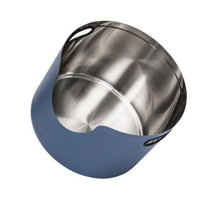Round Stainless Steel Cat Litter Box in Blue from Fussy Cat