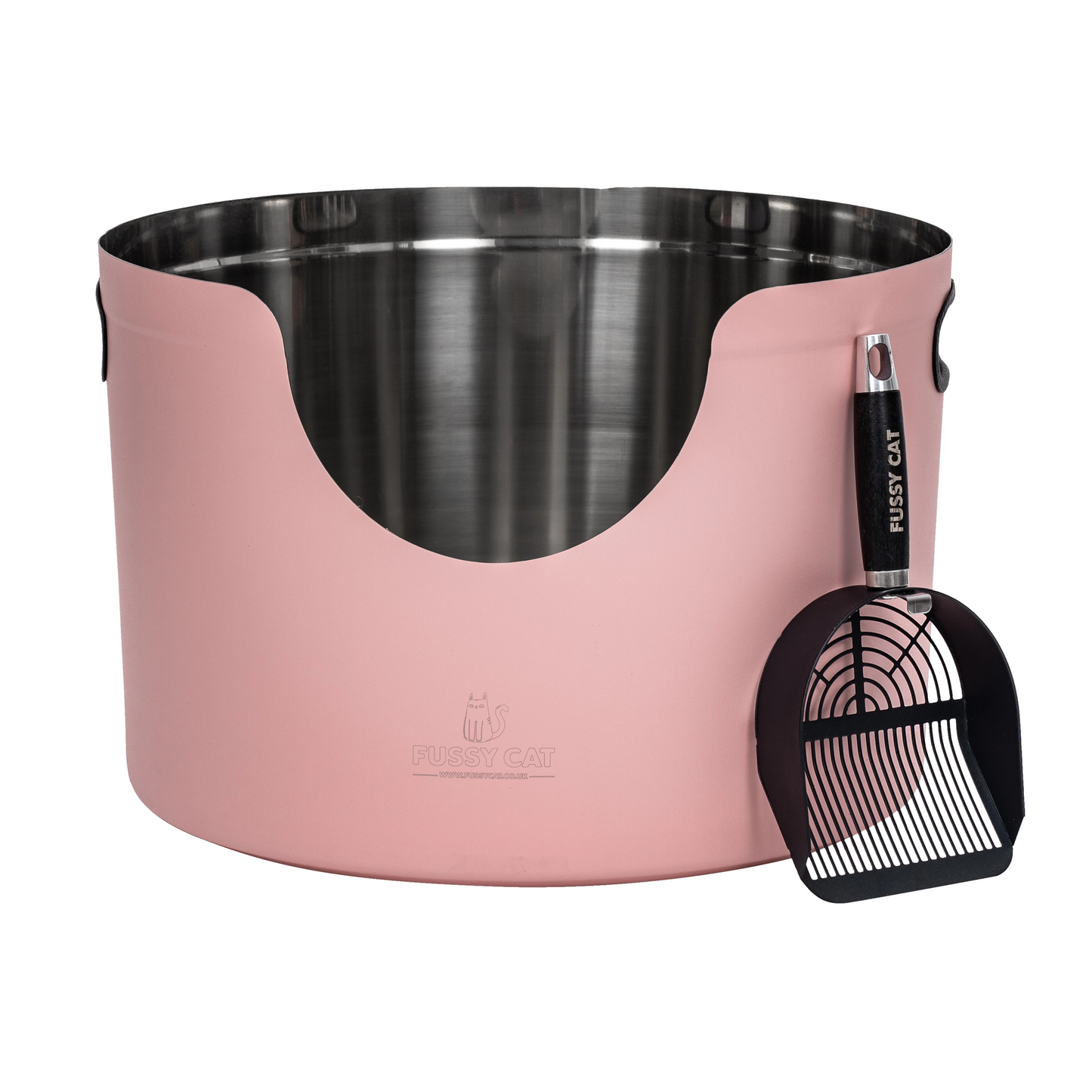 Pink Stainless Steel Cat Round Litter Box from Fussy Cat