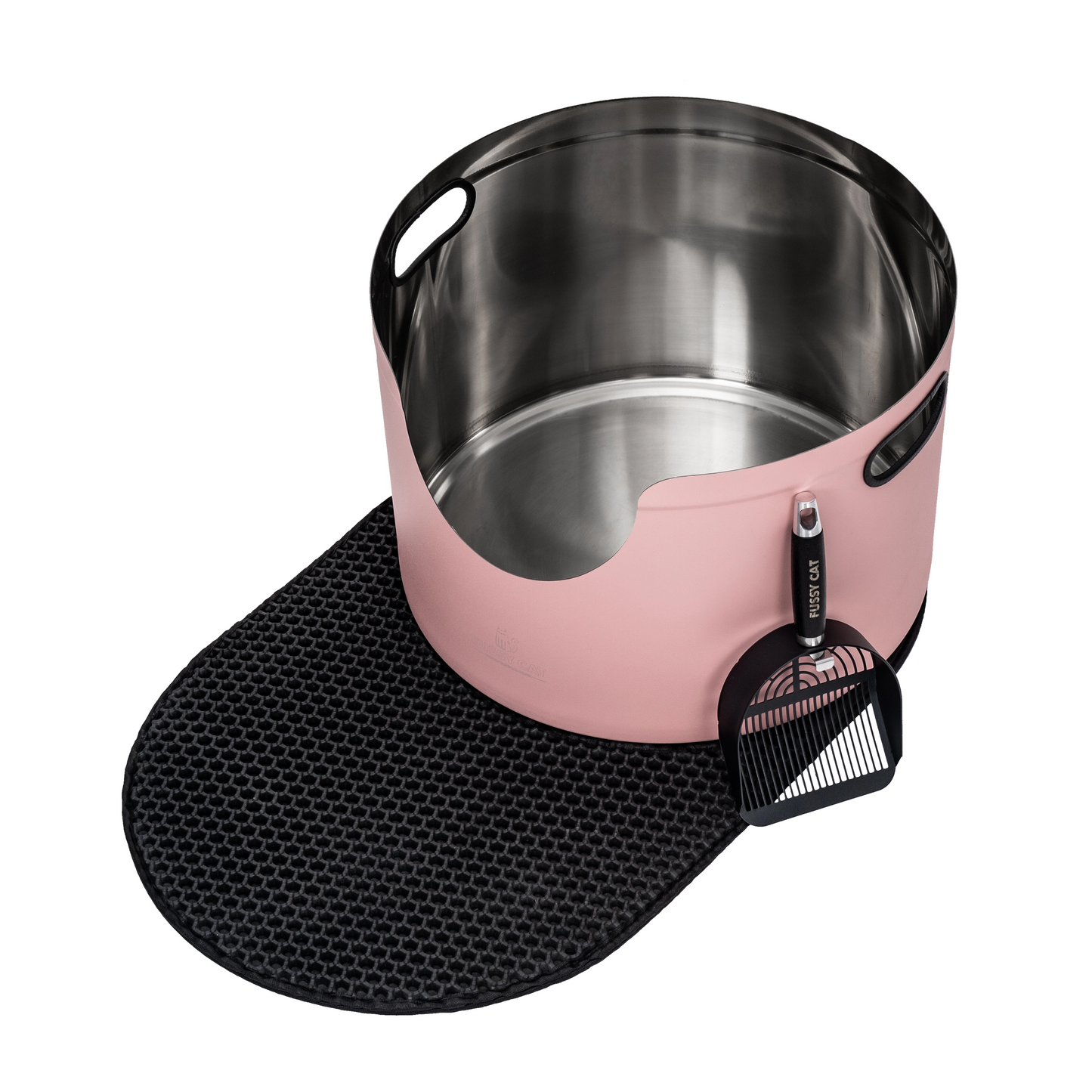 Pink Stainless Steel Cat Round Litter Box from Fussy Cat