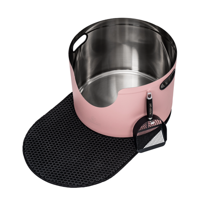 Pink Stainless Steel Cat Round Litter Box from Fussy Cat