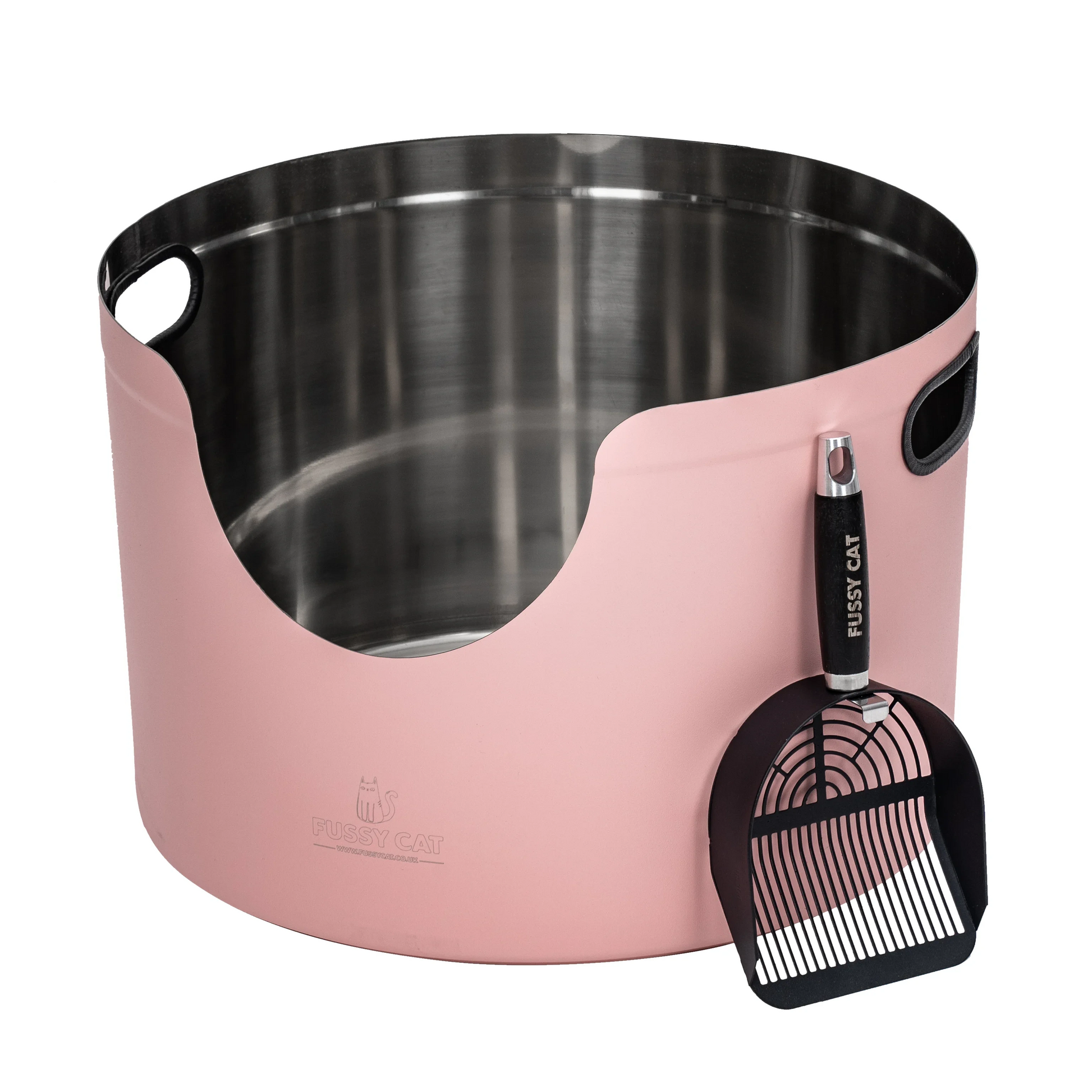 Pink Stainless Steel Cat Round Litter Box from Fussy Cat