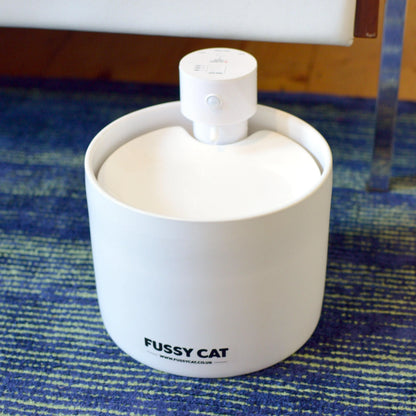 Fussy Cat Water Fountain - Ceramic, Wireless, Motion Activated, Spill-proof design