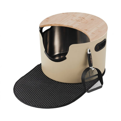 Fussy Cat - The Cream Litter Box, 48 Litres. With Litter Mat & Scoop.
