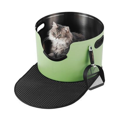Fussy Cat - The Green Litter Box, 48 Litres. With Litter Mat & Scoop.