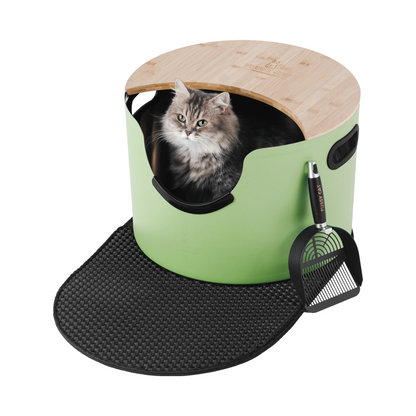 Fussy Cat - The Green Litter Box, 48 Litres. With Litter Mat & Scoop.
