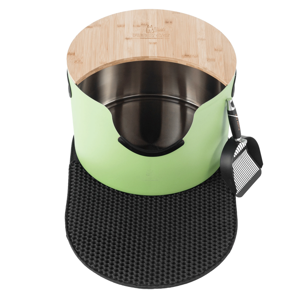 Fussy Cat - The Green Litter Box, 48 Litres. With Litter Mat & Scoop.