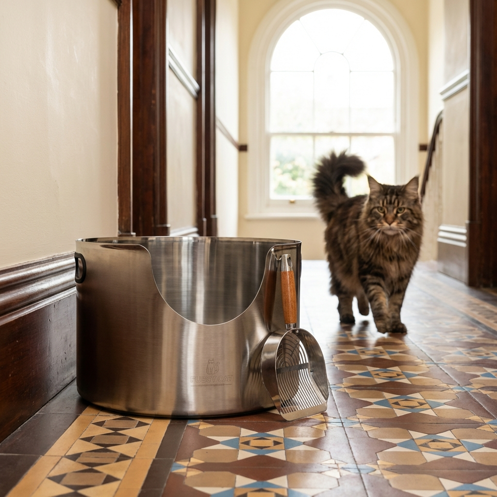 Fussy Cat Round Stainless Steel Cat Litter Box