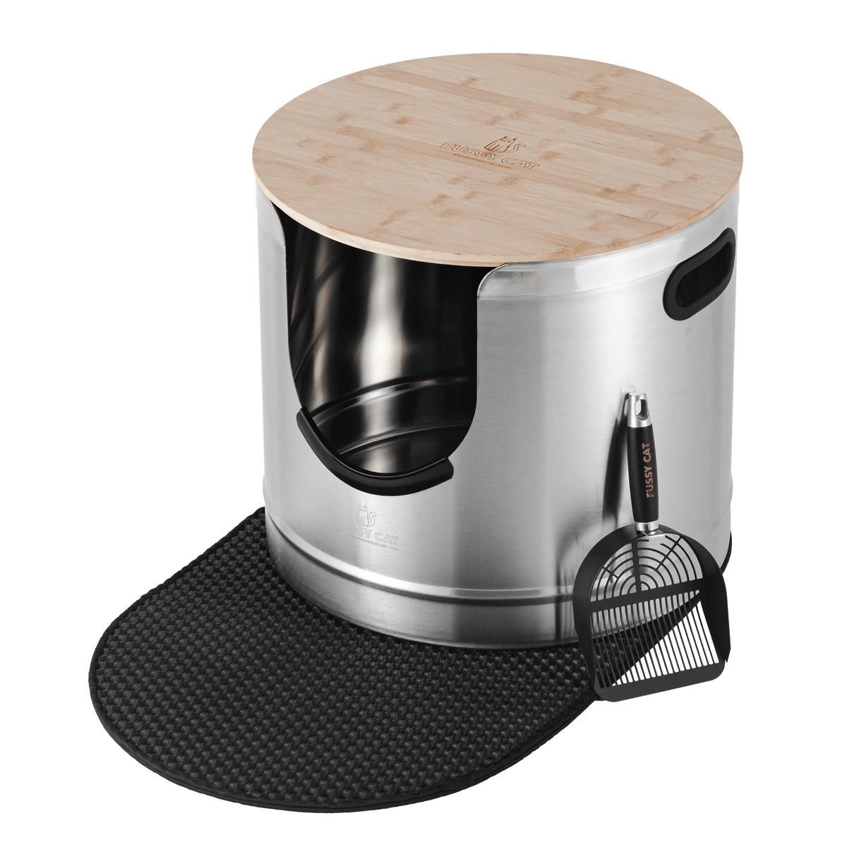Fussy Cat - The Tall Litter Box, 64 Litres. With Litter Mat & Scoop.