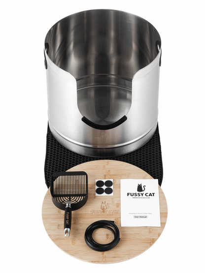 Fussy Cat - The Tall Litter Box, 64 Litres. With Litter Mat & Scoop.