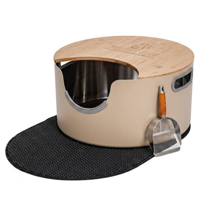 Fussy Cat - The XXL 60cm Litter Box, Cream. 85 Litre for Maine Coon, Large Breed & Multi-Cat Households