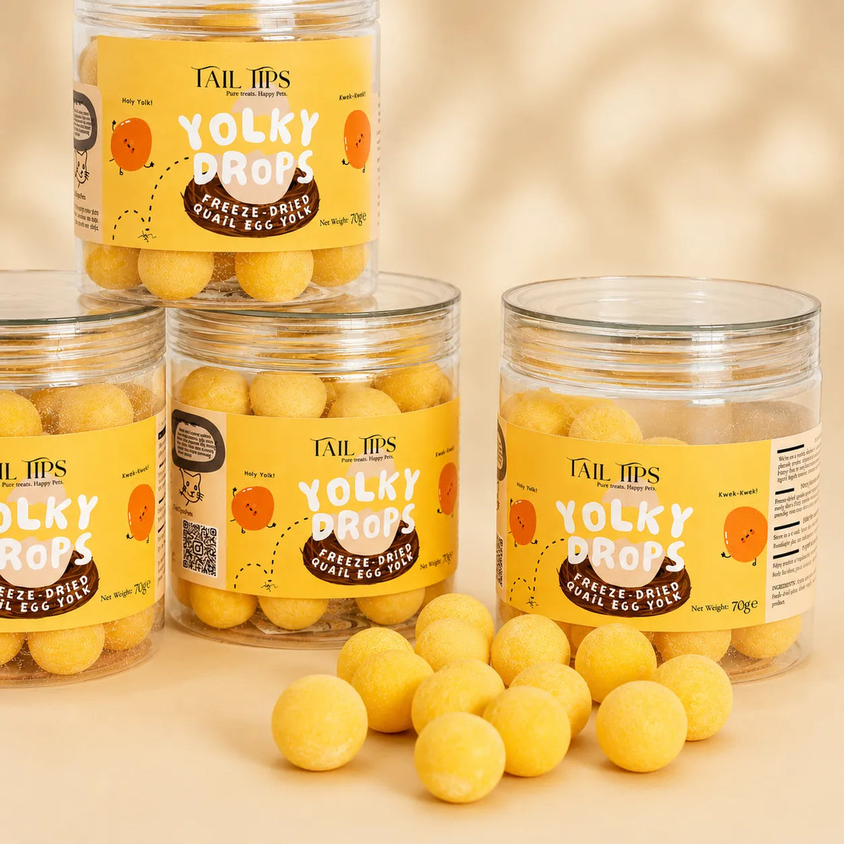 Yolky Drops - 100% Freeze-Dried Quail Egg Yolk Treats Gourmet Meal Enhancement for Pets-Fussy Cat