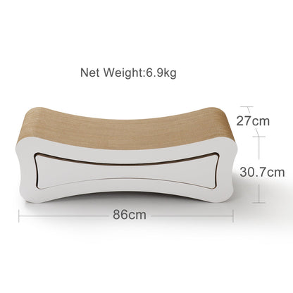 Extra large 86cm corrugated cardboard cat scratcher lounge with white wave design.