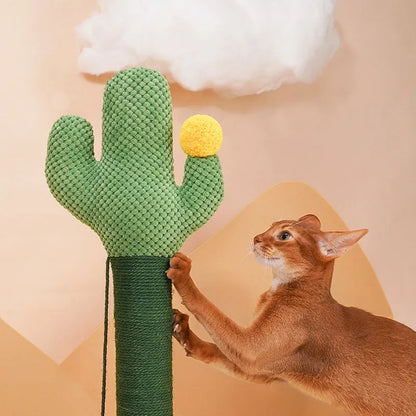 ZEZE Cactus Cat Scratching Post – 65cm Tall with Sisal Rope & Pom-Pom Toy-Fussy Cat